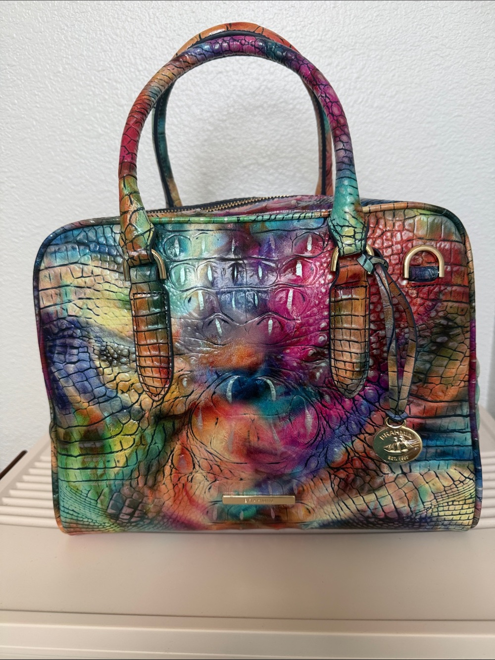 Brahmin Marissa  Croc-Embossed Satchel - Blue,Pink, Purple,Green,Orange.